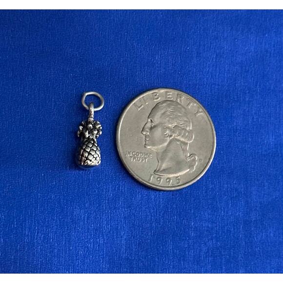 Sterling Silver Oxidized Pineapple Charm - Picture 4 of 4